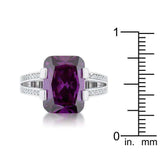 Rema 8.6ct Amethyst CZ Rhodium Emerald Classic Cocktail Ring - JGI - Flyclothing LLC