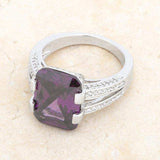 Rema 8.6ct Amethyst CZ Rhodium Emerald Classic Cocktail Ring - JGI - Flyclothing LLC