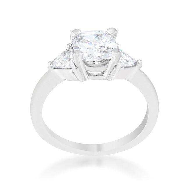 Shonda 1.8ct Clear CZ Rhodium Cushion Classic Statement Ring - JGI - Flyclothing LLC