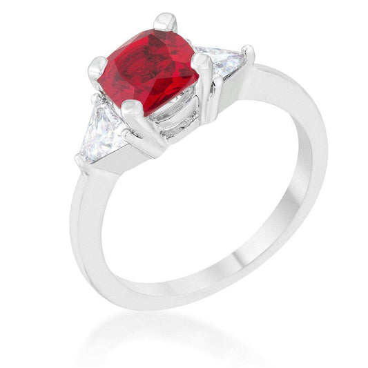 Shonda 1.8ct Garnet CZ Rhodium Cushion Classic Statement Ring - JGI - Flyclothing LLC