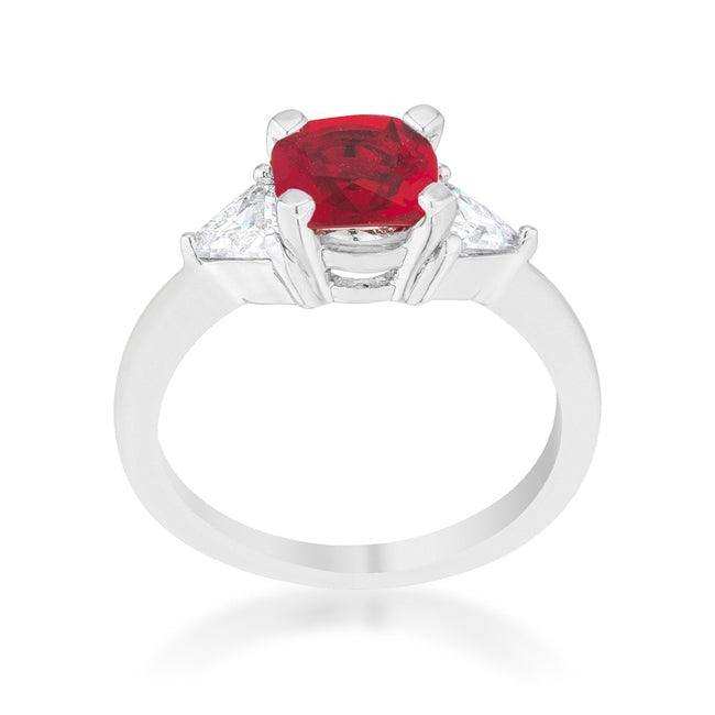 Shonda 1.8ct Garnet CZ Rhodium Cushion Classic Statement Ring - JGI - Flyclothing LLC