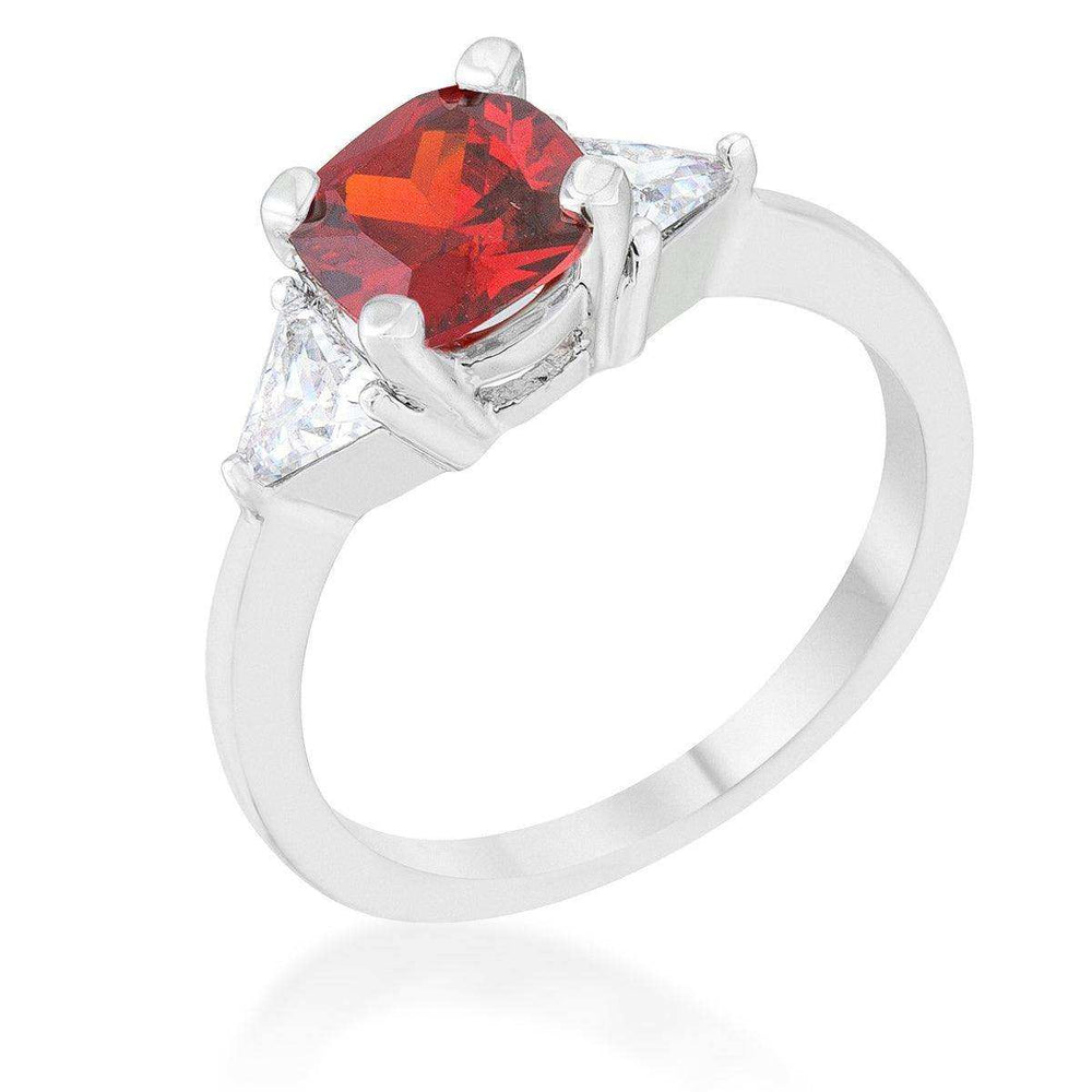 Shonda 1.8ct Ruby CZ Rhodium Cushion Classic Statement Ring - JGI - Flyclothing LLC