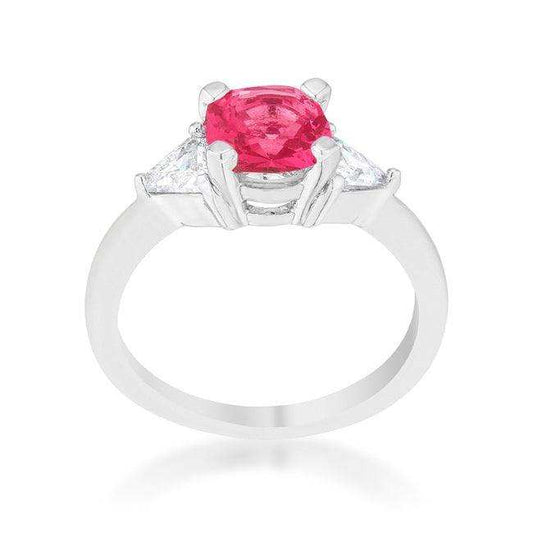 Shonda 1.8ct Fuchsia CZ Rhodium Cushion Classic Statement Ring - JGI - Flyclothing LLC
