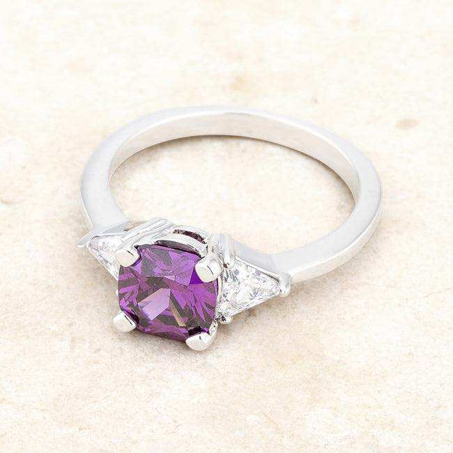 Shonda 1.8ct Amethyst CZ Rhodium Cushion Classic Statement Ring - JGI - Flyclothing LLC