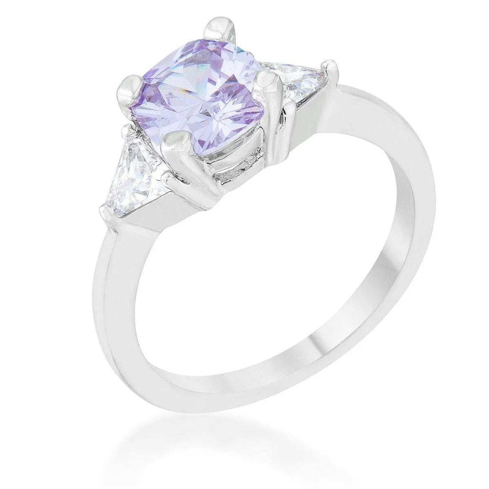 Shonda 1.8ct Lavender CZ Rhodium Cushion Classic Statement Ring - JGI - Flyclothing LLC