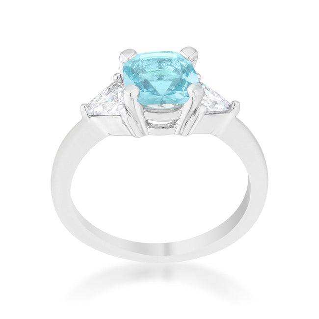 Shonda 1.8ct Blue Topaz CZ Rhodium Cushion Classic Statement Ring - JGI - Flyclothing LLC
