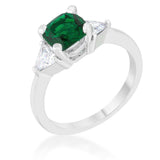 Shonda 1.8ct Emerald CZ Rhodium Cushion Classic Statement Ring - JGI - Flyclothing LLC