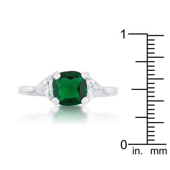 Shonda 1.8ct Emerald CZ Rhodium Cushion Classic Statement Ring - JGI - Flyclothing LLC