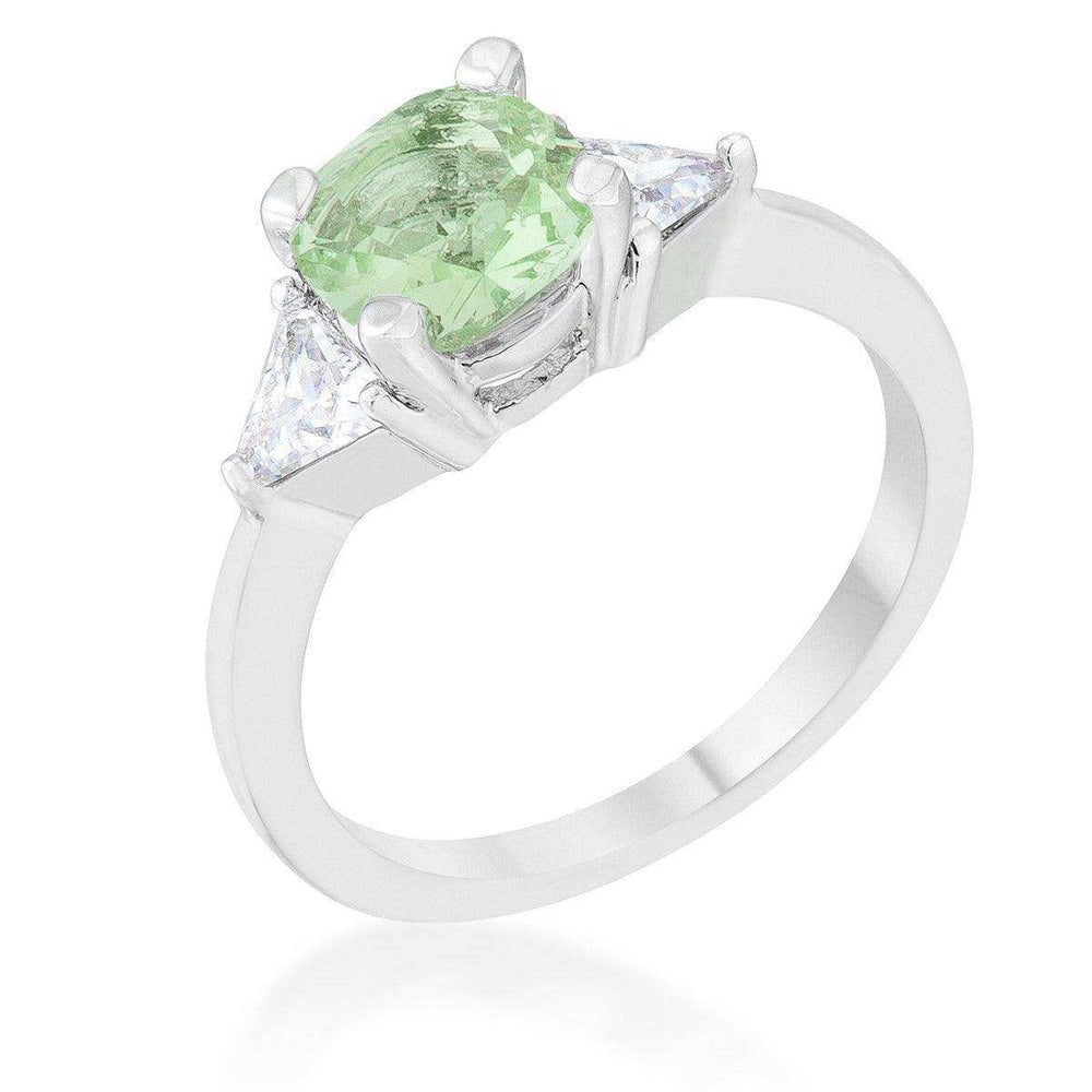 Shonda 1.8ct Peridot CZ Rhodium Cushion Classic Statement Ring - JGI - Flyclothing LLC