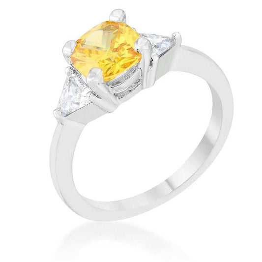 Shonda 1.8ct Canary CZ Rhodium Cushion Classic Statement Ring - JGI - Flyclothing LLC