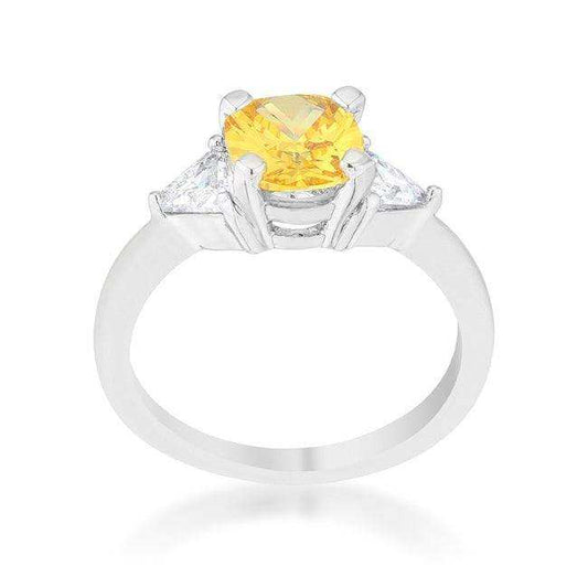 Shonda 1.8ct Canary CZ Rhodium Cushion Classic Statement Ring - JGI - Flyclothing LLC