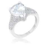 Rhyne 5.8ct CZ Rhodium Pear Cocktail Ring - JGI - Flyclothing LLC