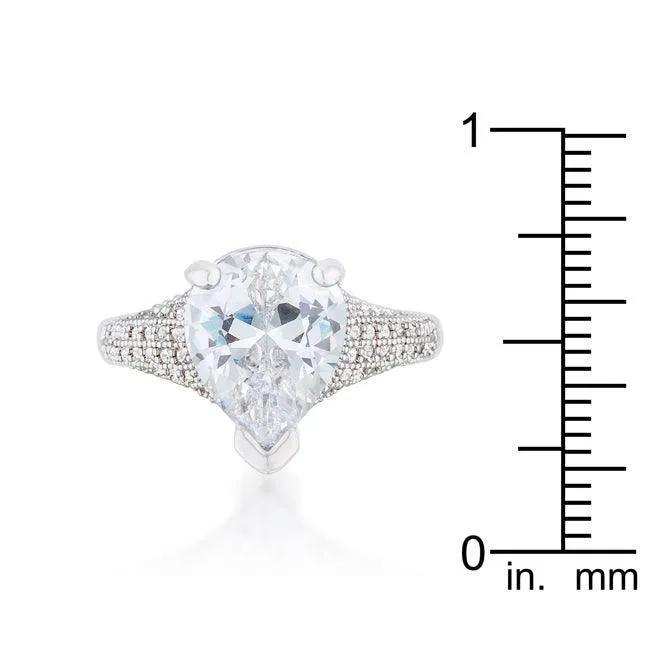 Rhyne 5.8ct CZ Rhodium Pear Cocktail Ring - JGI - Flyclothing LLC