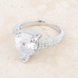 Rhyne 5.8ct CZ Rhodium Pear Cocktail Ring - JGI - Flyclothing LLC