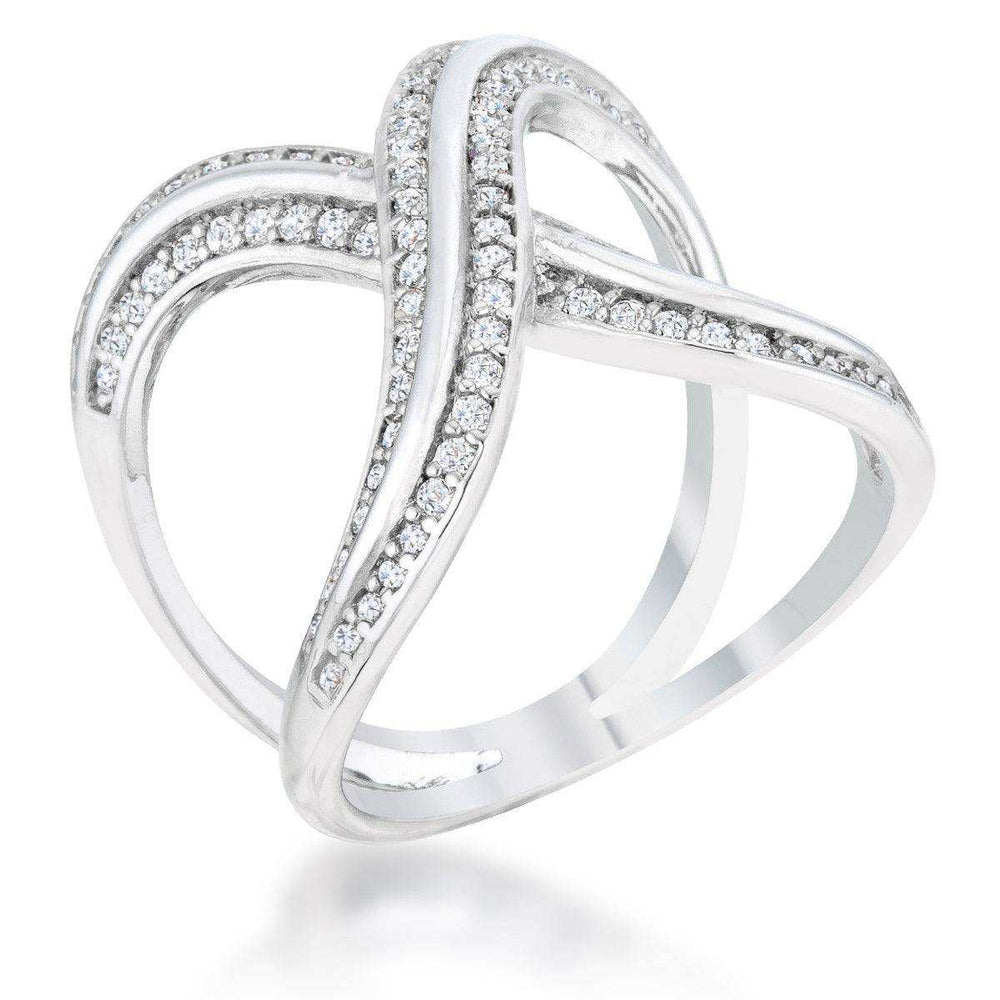 Christa 0.4ct CZ Rhodium Pave X Ring - JGI - Flyclothing LLC