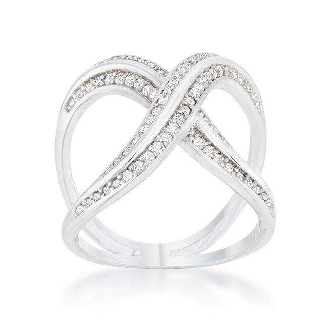 Christa 0.4ct CZ Rhodium Pave X Ring - JGI - Flyclothing LLC