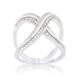 Christa 0.4ct CZ Rhodium Pave X Ring - JGI - Flyclothing LLC