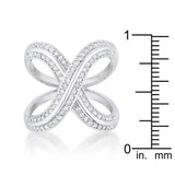 Christa 0.4ct CZ Rhodium Pave X Ring - JGI - Flyclothing LLC