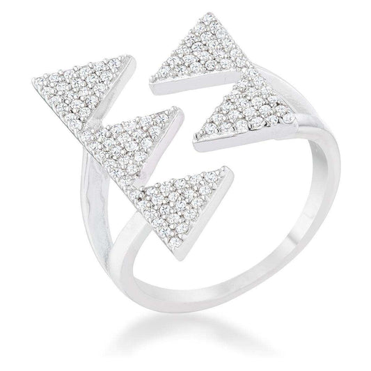 Nori 0.63ct CZ Rhodium Geometric Contemporary Ring - JGI - Flyclothing LLC
