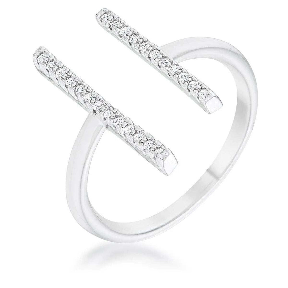 Sharna 12ct CZ Rhodium Parallel Contemporary Ring - JGI - Flyclothing LLC