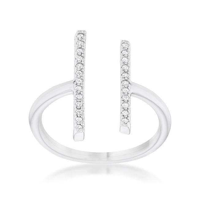Sharna 12ct CZ Rhodium Parallel Contemporary Ring - JGI - Flyclothing LLC