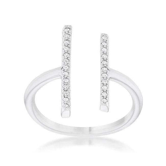 Sharna 12ct CZ Rhodium Parallel Contemporary Ring - JGI - Flyclothing LLC