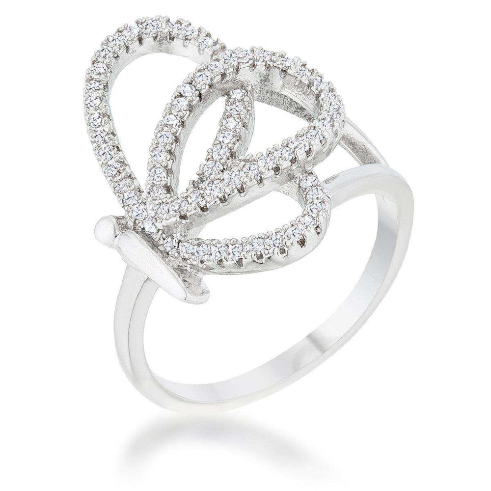 Bea 0.4ct CZ Rhodium Pave Butterfly Ring - JGI - Flyclothing LLC