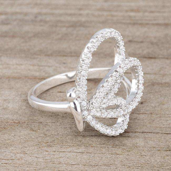 Bea 0.4ct CZ Rhodium Pave Butterfly Ring - JGI - Flyclothing LLC