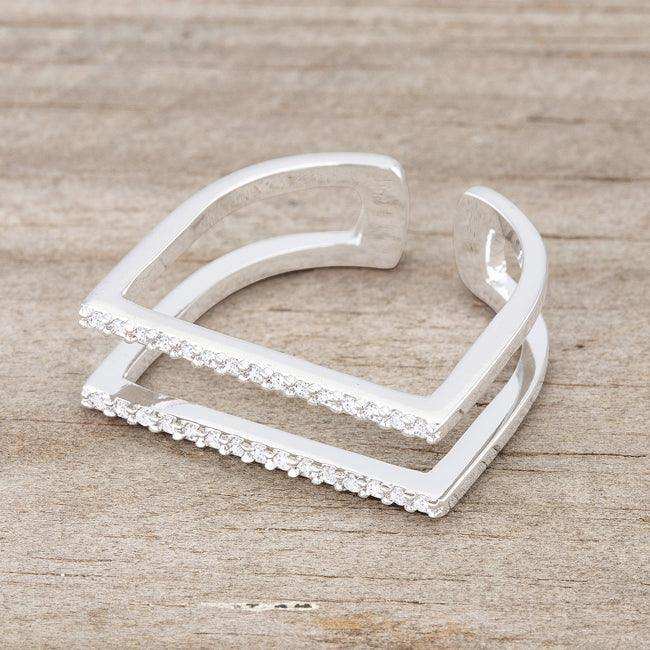 Jenn 0.2ct CZ Rhodium Pave Parallel Ring - JGI - Flyclothing LLC