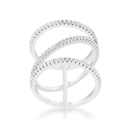 Shauna 0.4ct CZ Rhodium Wide Contemporary Ring - JGI - Flyclothing LLC