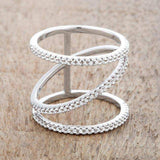 Shauna 0.4ct CZ Rhodium Wide Contemporary Ring - JGI - Flyclothing LLC