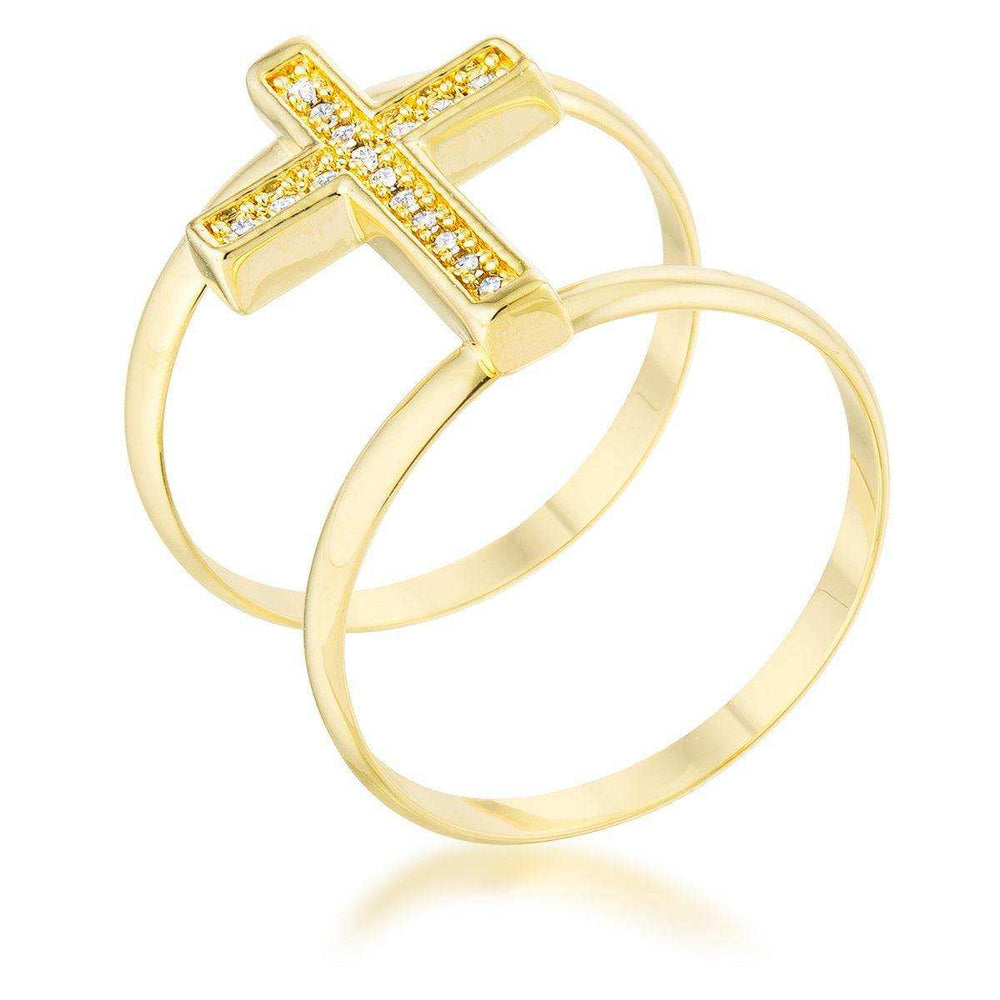 Francis 0.08ct CZ 14k Gold Contemporary Cross Ring - JGI - Flyclothing LLC
