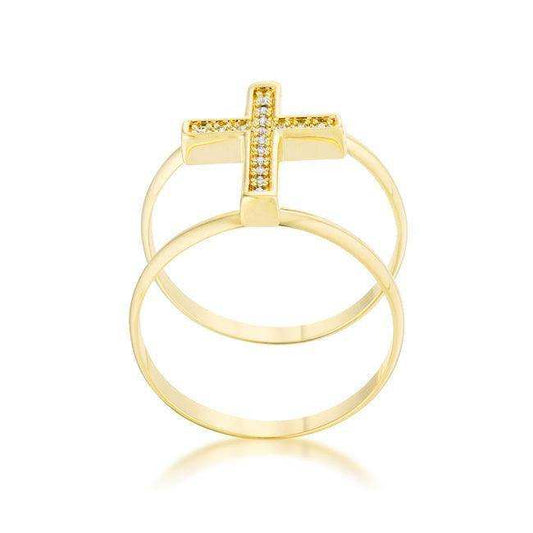 Francis 0.08ct CZ 14k Gold Contemporary Cross Ring - JGI - Flyclothing LLC