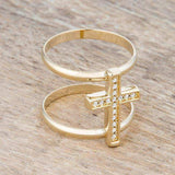 Francis 0.08ct CZ 14k Gold Contemporary Cross Ring - JGI - Flyclothing LLC