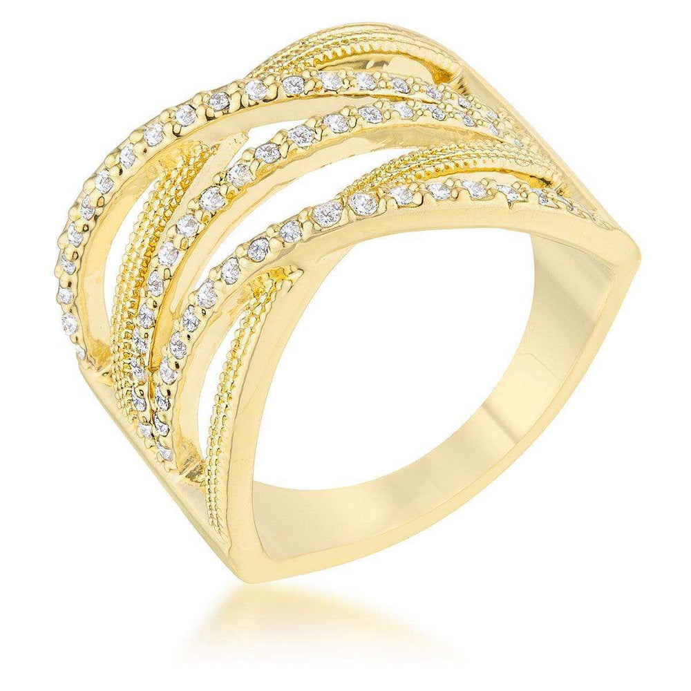 Greta 0.57ct CZ 14k Gold Wide Cocktail Cable Ring - JGI - Flyclothing LLC