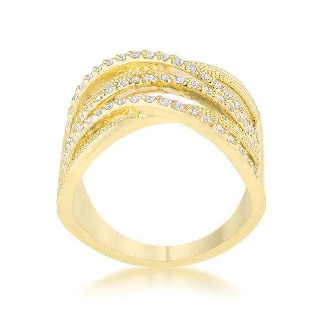 Greta 0.57ct CZ 14k Gold Wide Cocktail Cable Ring - JGI - Flyclothing LLC
