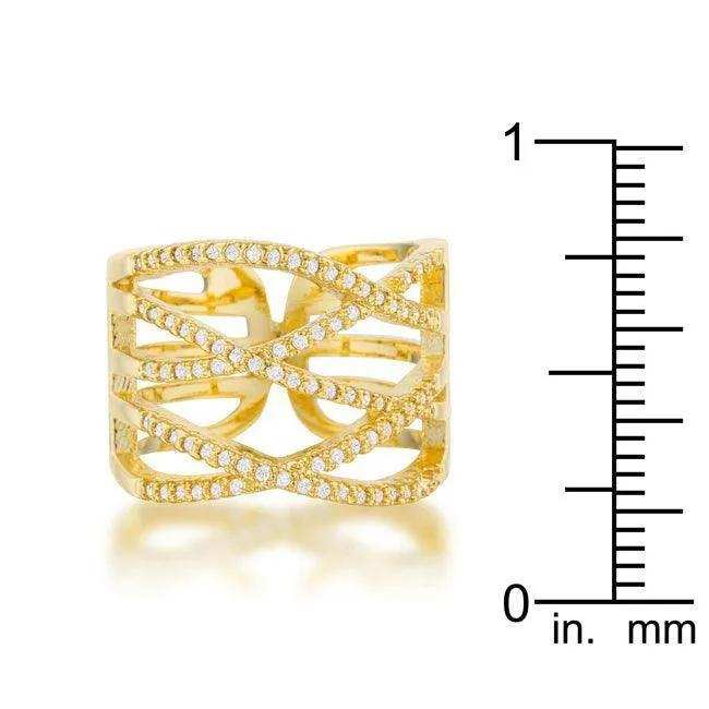 Mandy 0.6ct CZ 14k Gold Contemporary Wide Ring - JGI - Flyclothing LLC