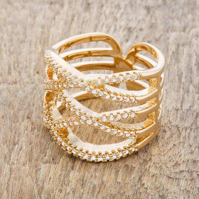 Mandy 0.6ct CZ 14k Gold Contemporary Wide Ring - JGI - Flyclothing LLC