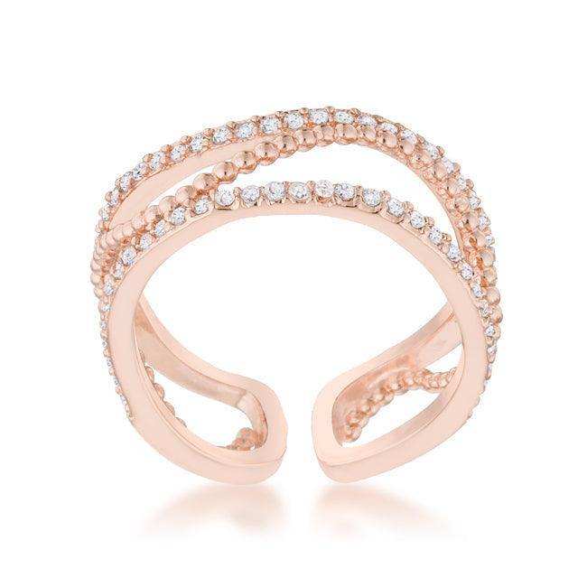 Marina 0.5ct CZ Rose Gold Abstract Cuff Ring - JGI - Flyclothing LLC