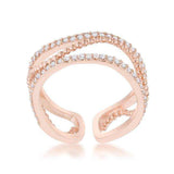 Marina 0.5ct CZ Rose Gold Abstract Cuff Ring - JGI - Flyclothing LLC