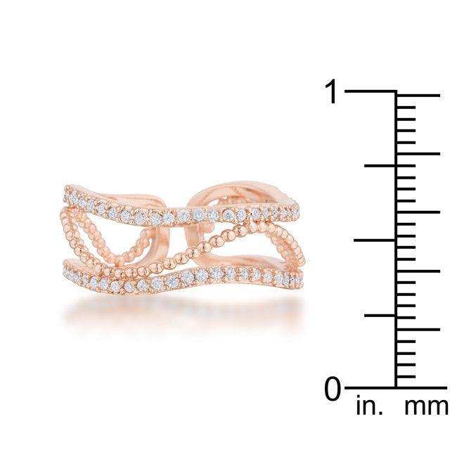 Marina 0.5ct CZ Rose Gold Abstract Cuff Ring - JGI - Flyclothing LLC