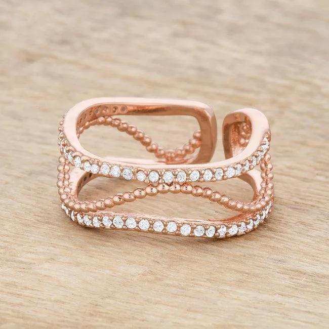 Marina 0.5ct CZ Rose Gold Abstract Cuff Ring - JGI - Flyclothing LLC