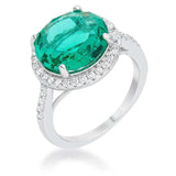 Emie 7.3ct Blue Green CZ Rhodium Classic Ring - JGI - Flyclothing LLC