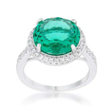 Emie 7.3ct Blue Green CZ Rhodium Classic Ring - JGI - Flyclothing LLC
