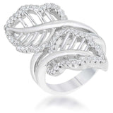 Lina 0.4ct CZ Rhodium Leaf Wrap Ring - JGI - Flyclothing LLC