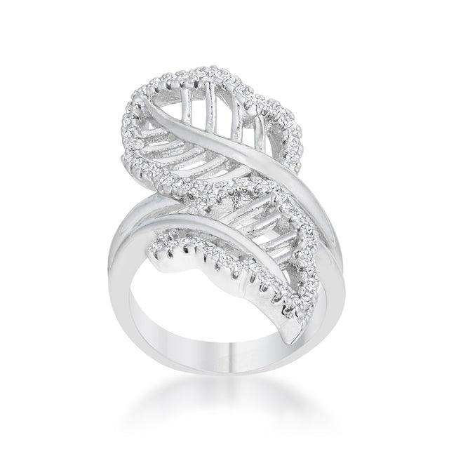 Lina 0.4ct CZ Rhodium Leaf Wrap Ring - JGI - Flyclothing LLC