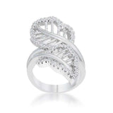 Lina 0.4ct CZ Rhodium Leaf Wrap Ring - JGI - Flyclothing LLC
