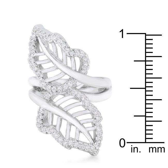 Lina 0.4ct CZ Rhodium Leaf Wrap Ring - JGI - Flyclothing LLC