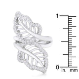 Lina 0.4ct CZ Rhodium Leaf Wrap Ring - JGI - Flyclothing LLC