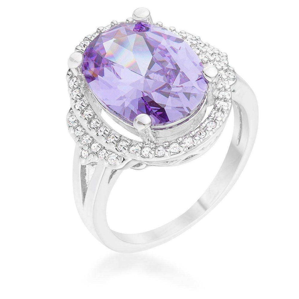 Melanie 5.95ct Amethyst CZ Rhodium Cocktail Ring - JGI - Flyclothing LLC